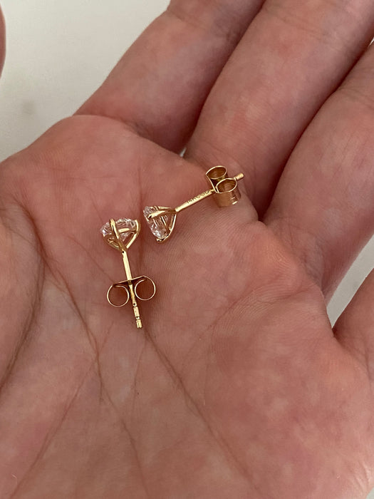 14K Gold 1 Carat Martini-Set Lab Diamond Stud Earrings
