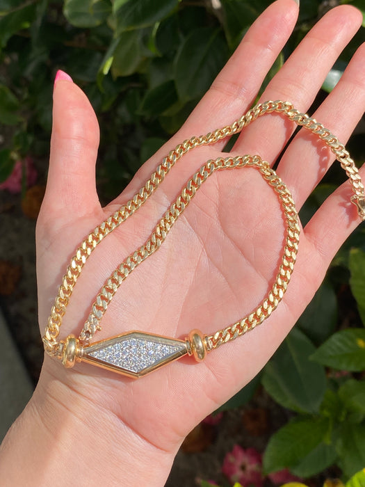 14k diamond curb necklace 16”