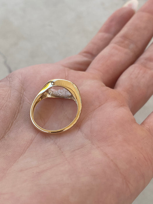 14K East-West Oval Lab Sapphire Ring with Floating Lab Diamonds