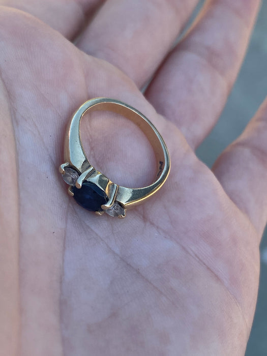 14k blue sapphire diamond ring size 6