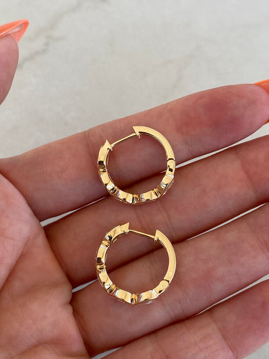 14K Lab 1.8 TCW Diamond Bezel Set Pear Hoop Earrings