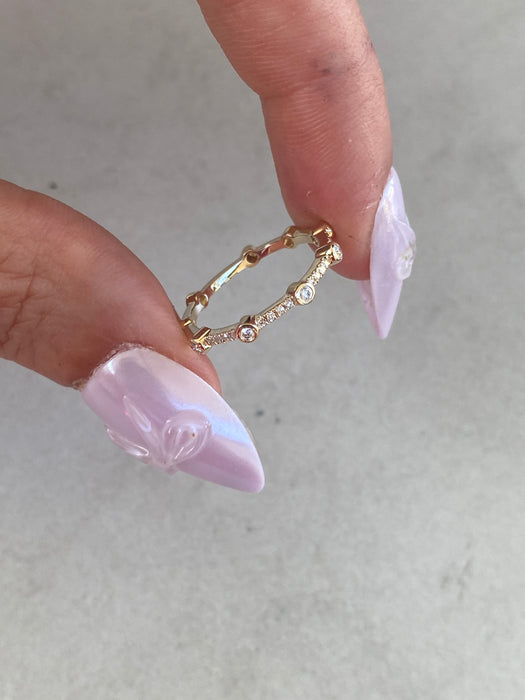 14K Gold Natural Diamond Pinky Ring