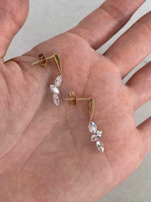 14K Floating Lab Diamond Pear & Marquise Drop Earrings