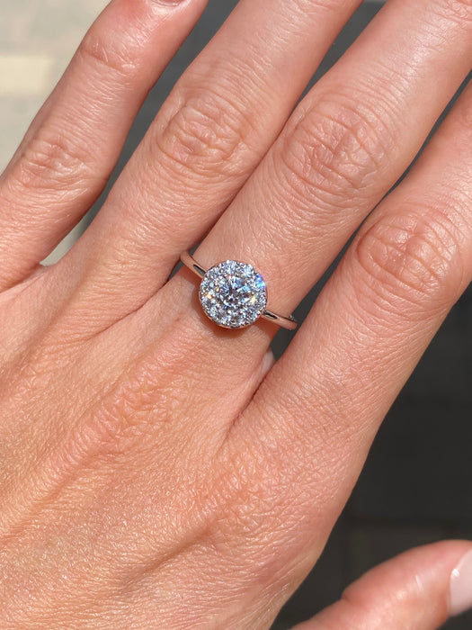 14K White Gold Lab Diamond Halo Ring