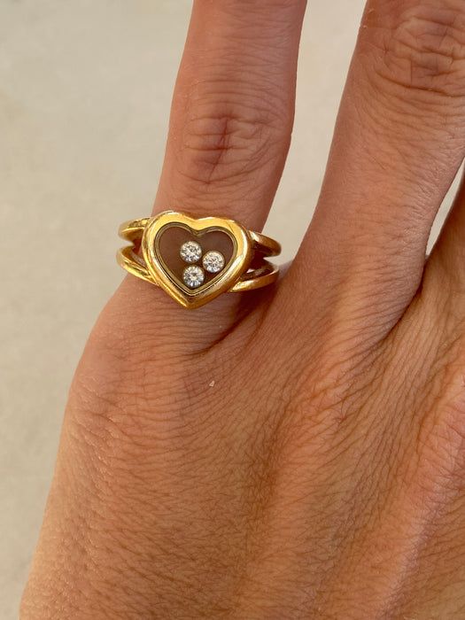 Vintage 18K Chopard Happy Diamonds Heart Ring