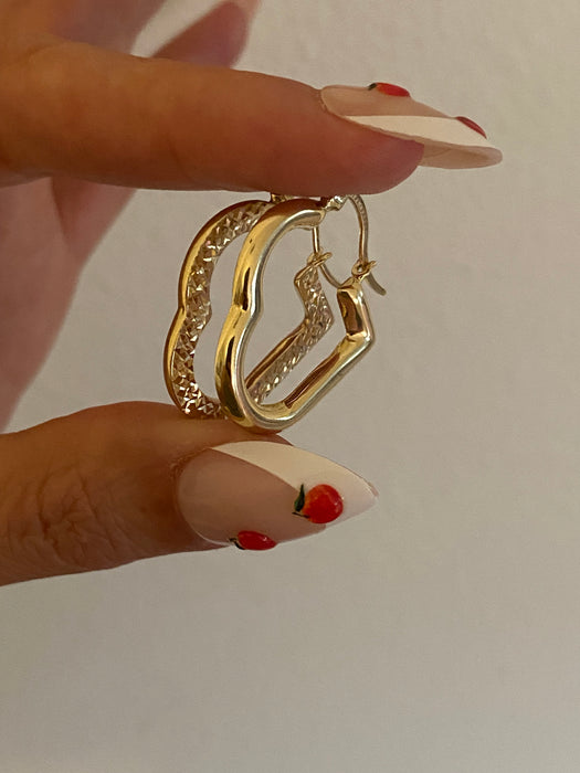 14K Gold Heart Hoop Earrings