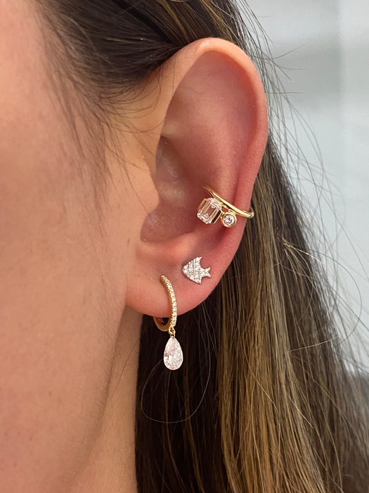 14K Partial Bezel Set Lab Diamond Ear Cuff