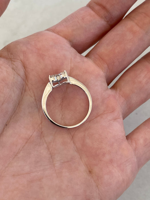 Vintage 18K White Gold Diamond Heart Ring | 0.50 TCW Natural Princess-Cut Diamonds