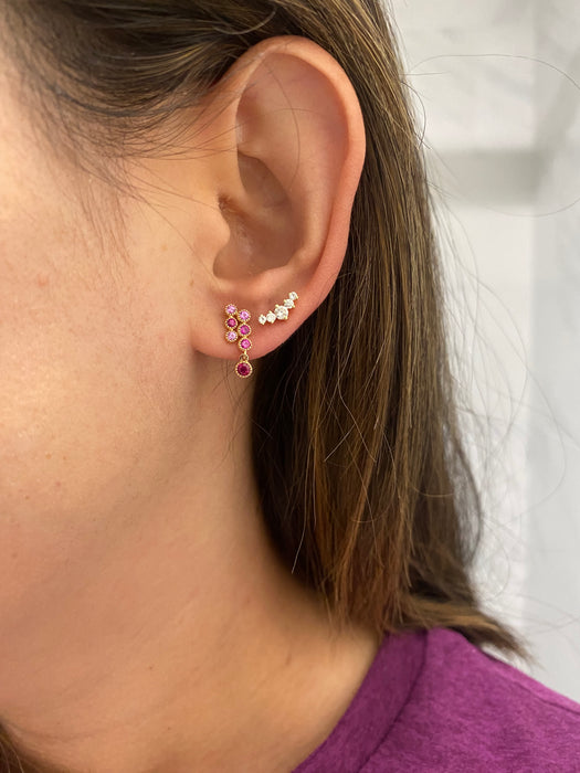 14K Rose Gold Ruby & Pink Sapphire Drop Earrings