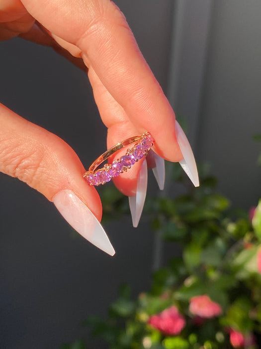 18k rose gold purple sapphire diamond ring size 7.25