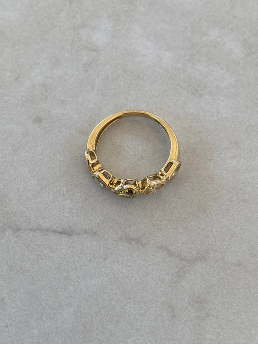 18K Natural Yellow & Champagne Diamond Multi-Shape Bezel Ring