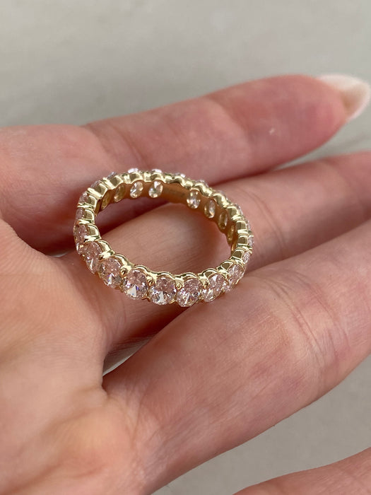 14K Gold 3 Carat Oval Lab Diamond Eternity Ring