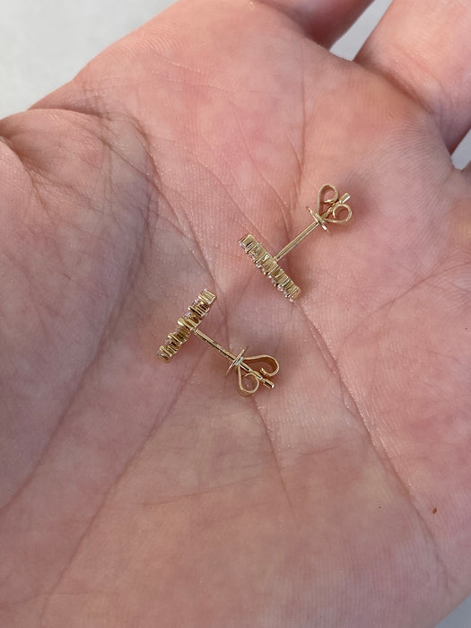 14K Lab Diamond Ear Climber Stud Earrings