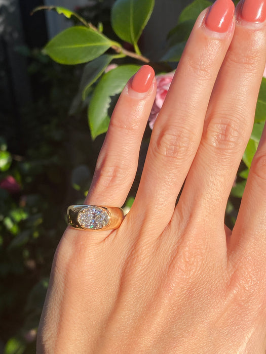 Blossom- 14k lab 2 carat oval east to west diamond ring size 7