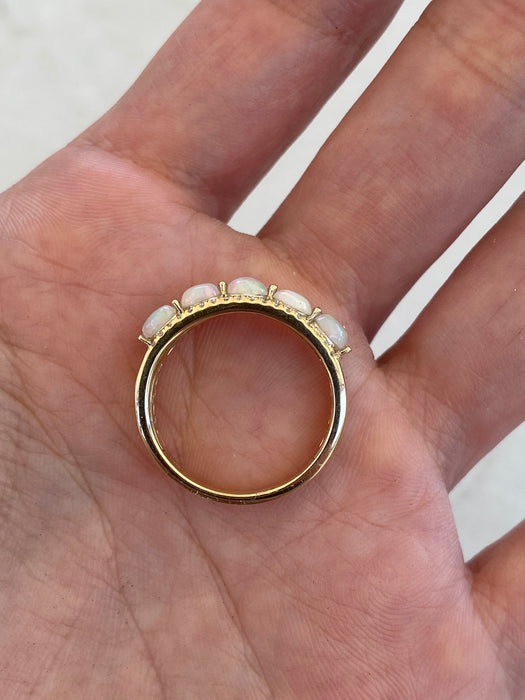 14K Gold Opal & Diamond Ring Size 6.5