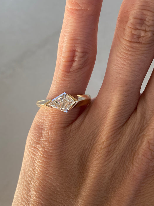 14K Gold IGI Certified 1.59 Carat Kite Cut Lab Diamond Ring