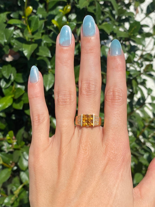 14k Citrine and diamond ring size 7