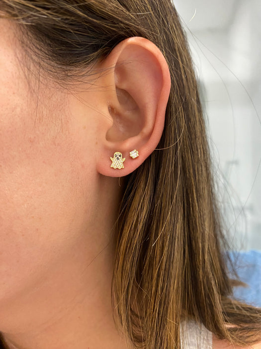 14K Natural Diamond Ghost Stud Earrings