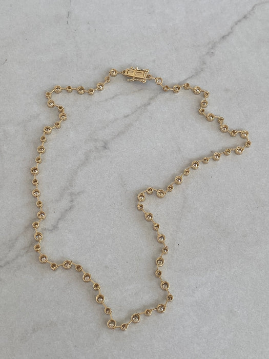 14K 4.34 TCW Natural Diamond Bezel-Set Tennis Necklace
