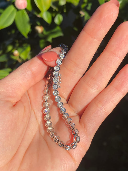 Vintage Platinum 850 Bezel Set 2 TCW Diamond Tennis Bracelet