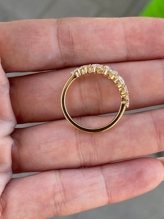 14K Gold Graduated Rose Cut Lab Diamond Ring