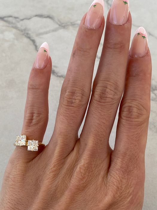 14K Gold Two-Stone Princess-Cut Lab Diamond Pinky Ring