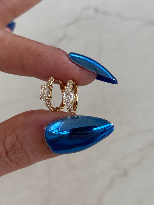 14K Lab Diamond Oval Huggie Earrings