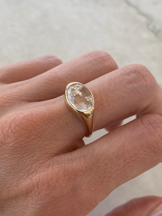 14K East-West Oval Lab Sapphire Ring with Floating Lab Diamonds