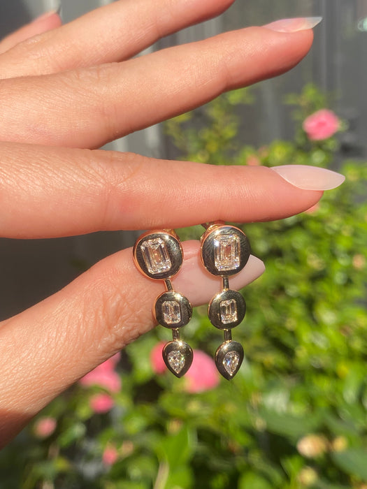 14k lab 2.2 carats diamond chunky bezel set earrings