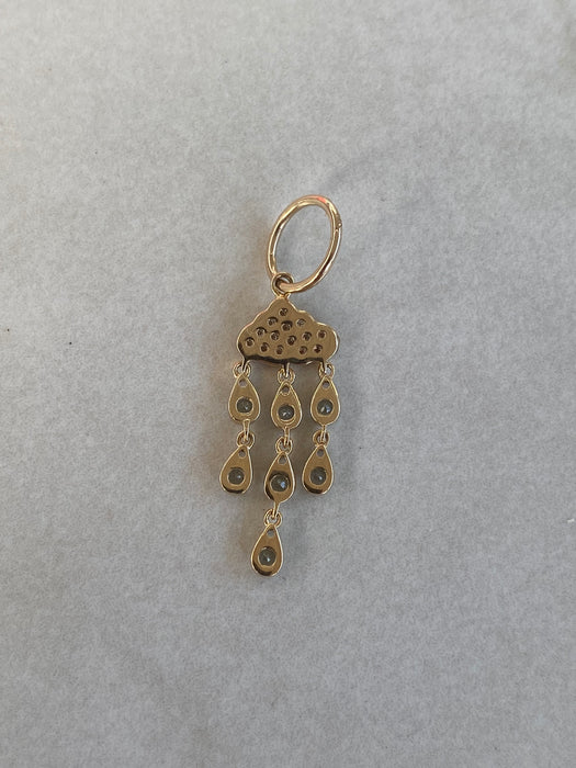 14K Diamond Cloud & Blue Topaz Rain Charm