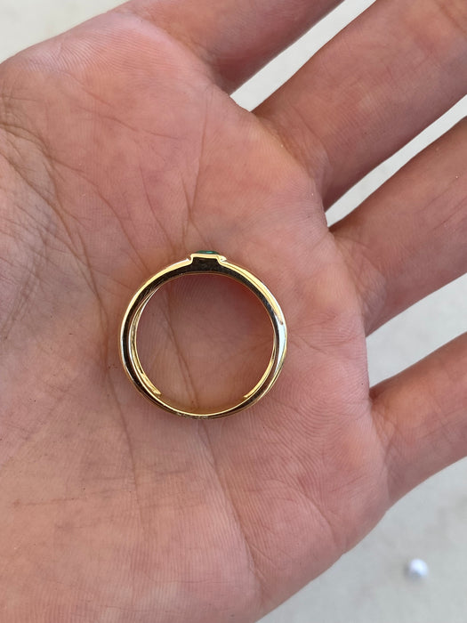 14K Gold Bezel Set Emerald Ring Size 6.5