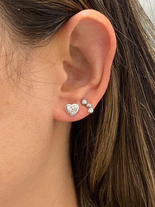 14K White Gold Bezel Set Heart Lab Diamond Stud Earrings – 1.00 CTW