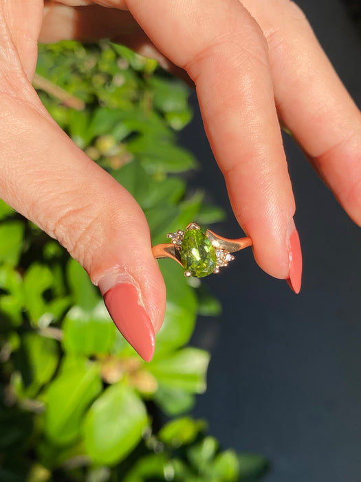 14k peridot diamond ring size 7