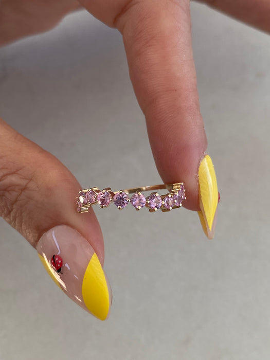 14K Gold 0.85 Carat Pink Sapphire Wavy Ring Size 7