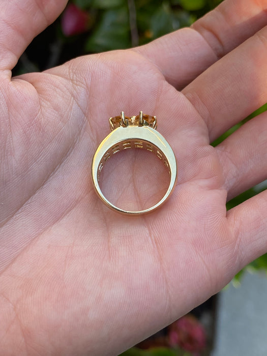 14k citrine flower diamond ring size 7