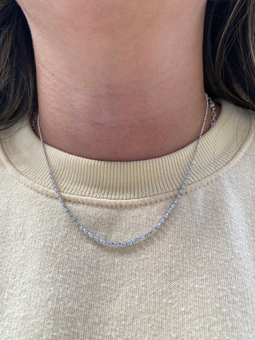Vintage 18K White Gold Natural Diamond Graduated Necklace – 1.00 CTW