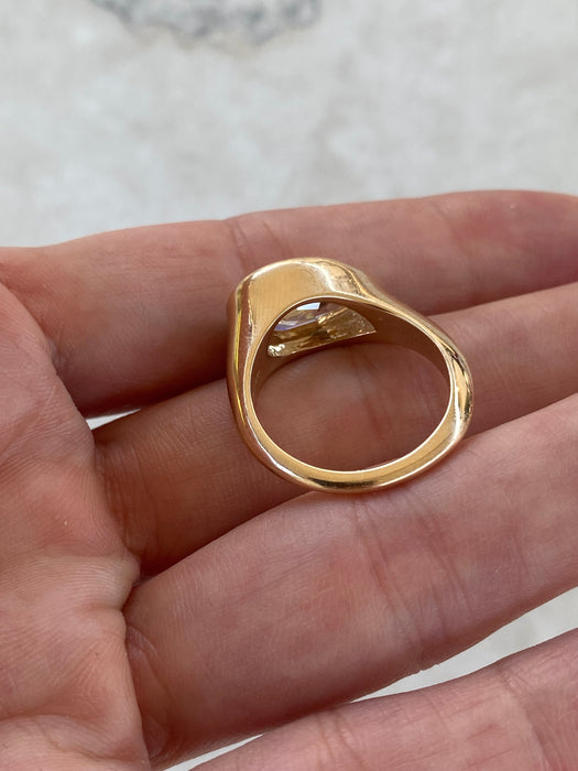 14K Gold 3.31 Carat East-West Step-Cut Pear Lab Diamond Ring