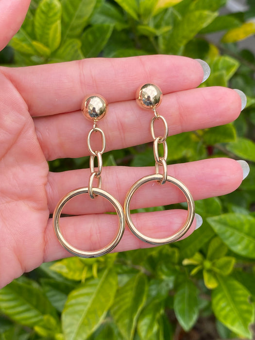 14k dangle ball earrings