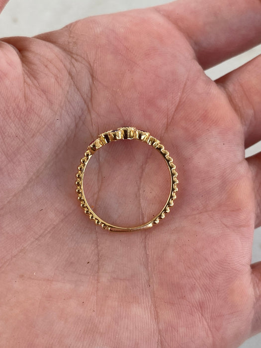 14K Gold Bezel Rainbow Gemstone Bead Ring