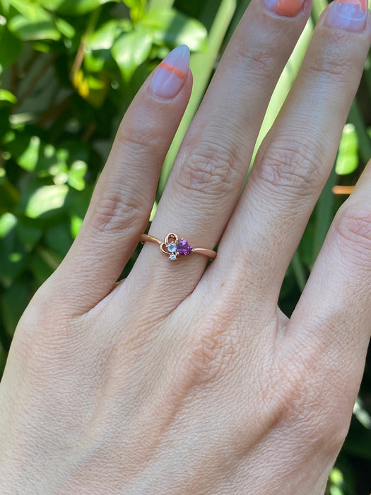 10k rose gold heart pinky ring size 3.75