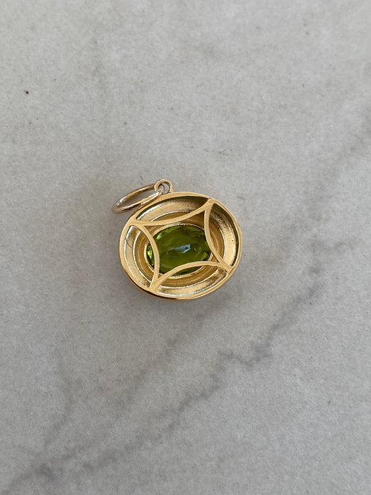 14K 2.7 Carat Peridot Double Bezel Set Charm