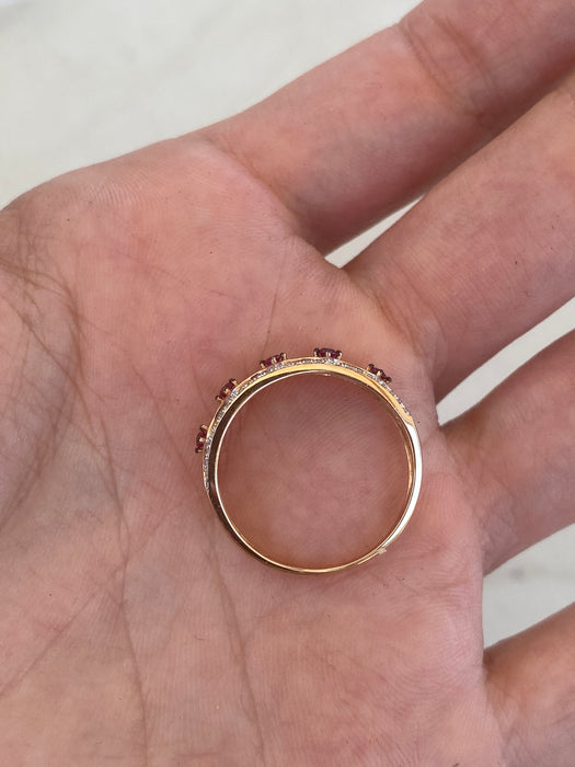 14K Rose Gold Natural Diamond & Ruby Ring