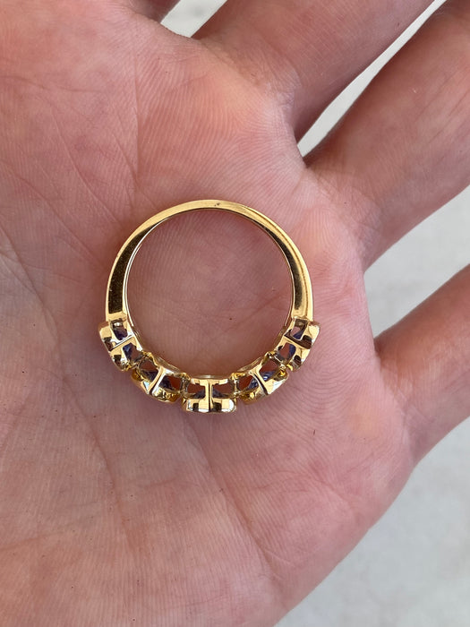 14K Gold Blue Sapphire Heart Ring Size 6.5