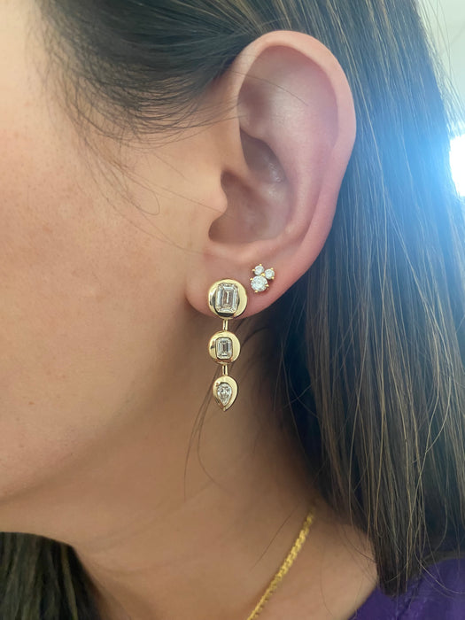 14k lab 2.2 carats diamond chunky bezel set earrings