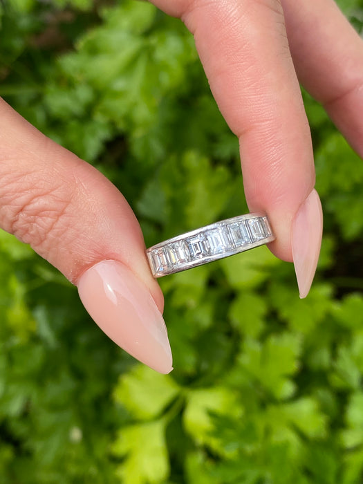 Vintage Platinum 900 Step Cut Diamond Ring