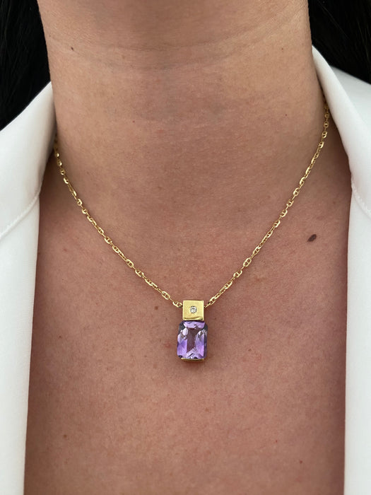 14k slider amethyst diamond pendant