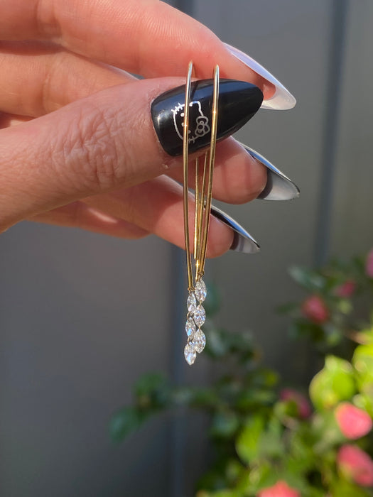 14k marquise drilled diamond wire earrings