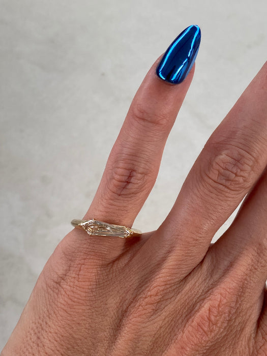 14K Light Champagne Shield-Cut Lab Diamond Ring