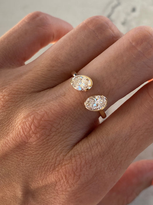 14K Gold Open 1.39 TCW Oval Lab Diamond Ring