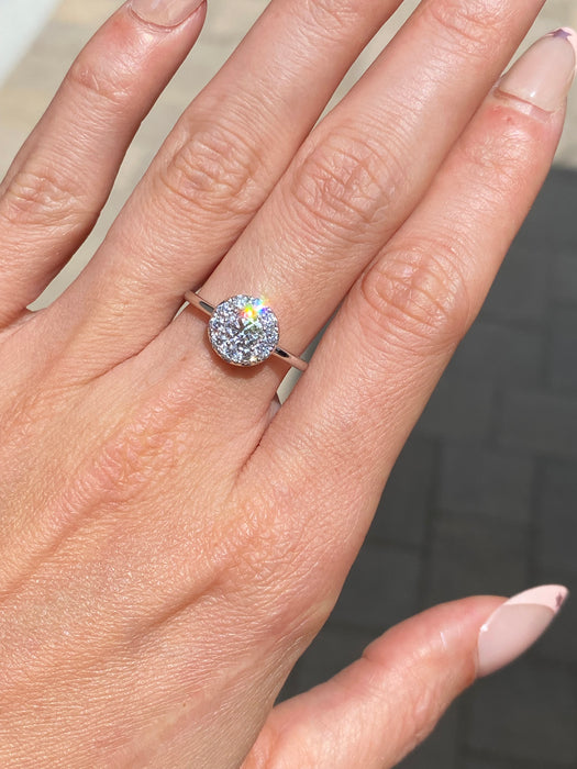 14K White Gold Lab Diamond Halo Ring